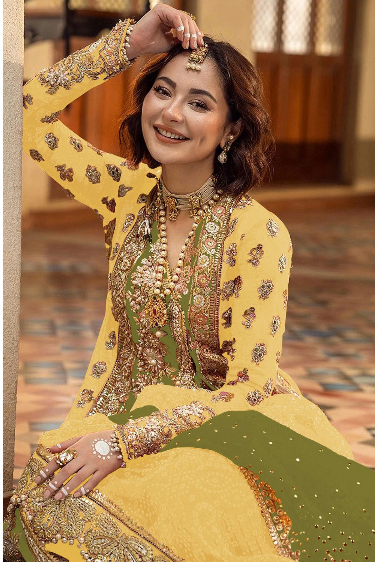 Yellow Colour Organza Pakistani Suit