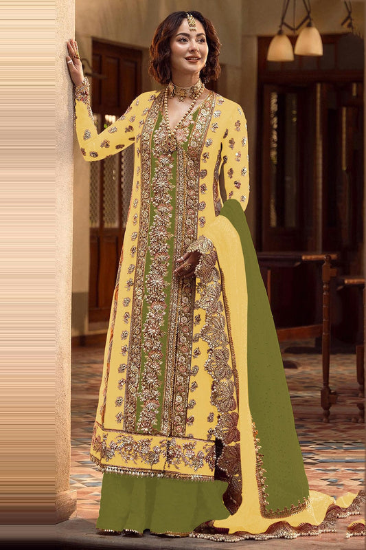 Yellow Colour Organza Pakistani Suit