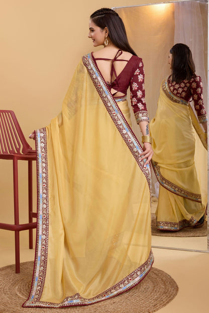 Yellow Colour Organza Saree