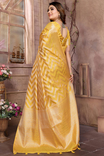 Yellow Colour Organza Saree VSSD1112742