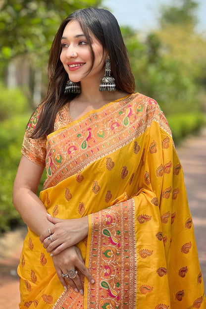 Yellow Colour Paithani Silk Traditional Saree VSSD1110918