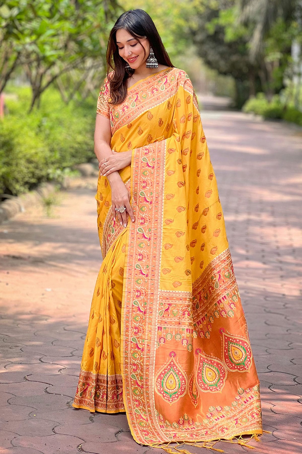 Yellow Colour Paithani Silk Traditional Saree