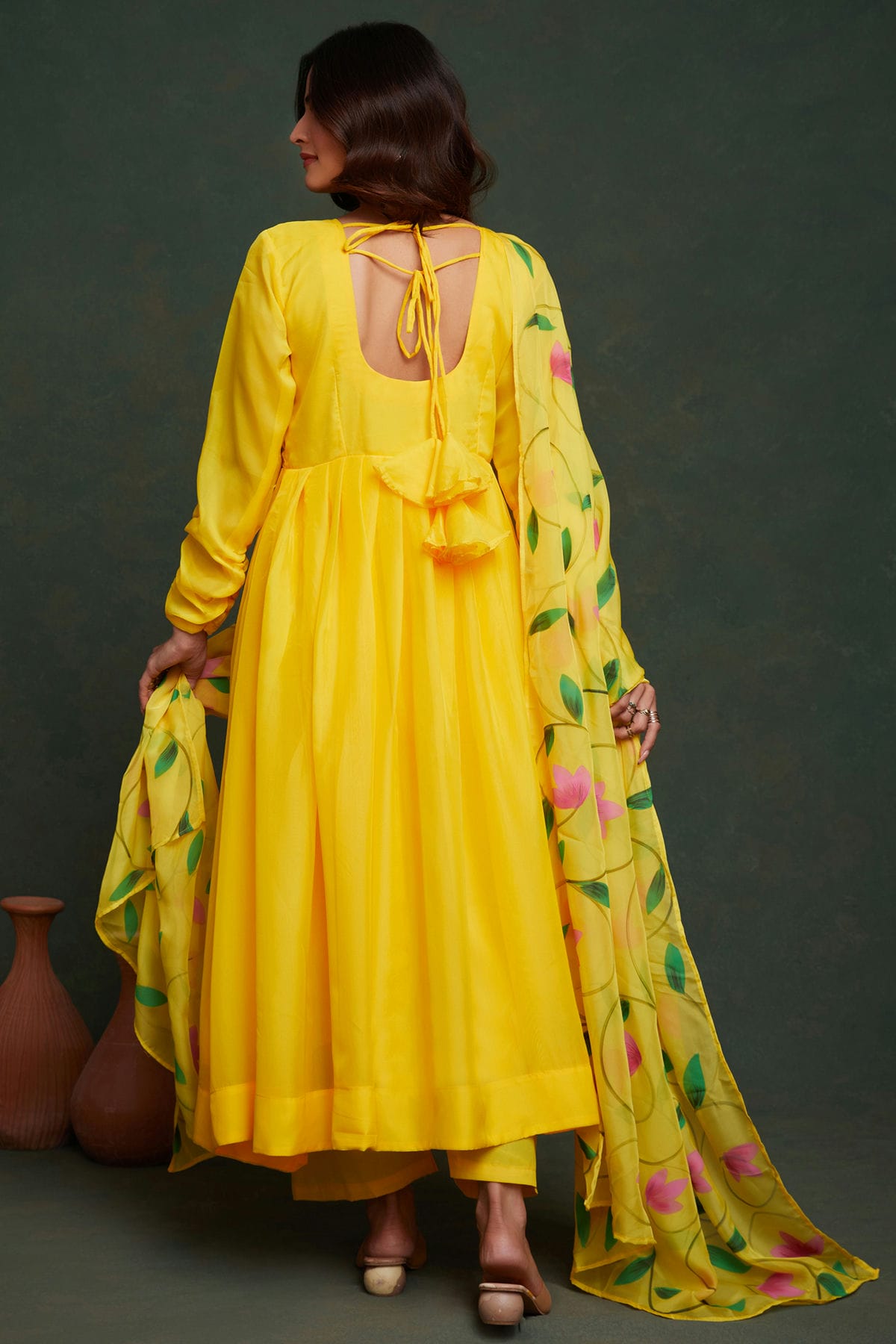 Yellow Colour Printed Viscose Organza Stitched Suit VSSS1112466