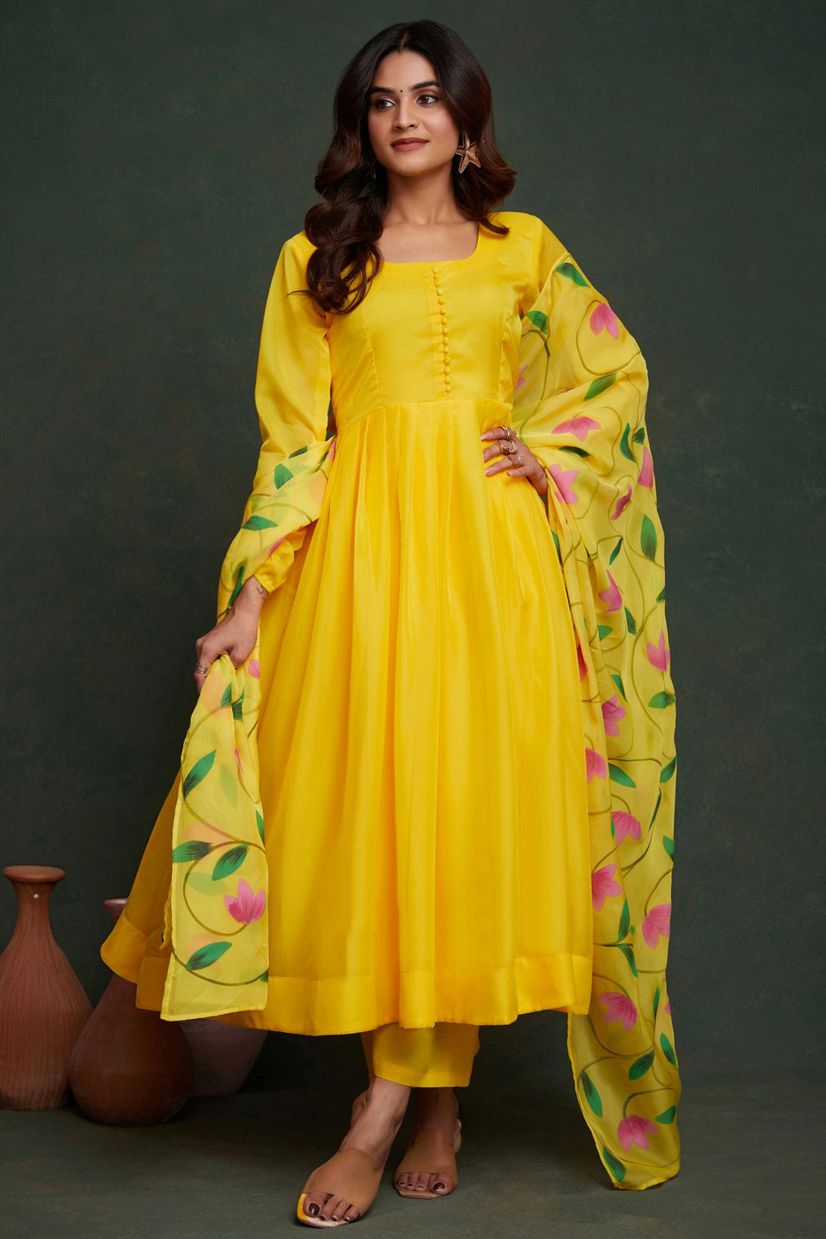 Yellow-Colour-Printed-Viscose-Organza-Stitched-Suit-VSSS1112466