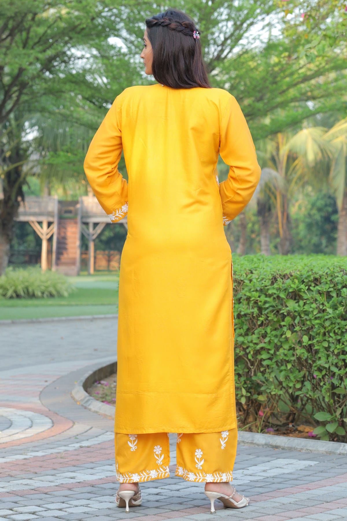 Yellow Colour Rayon Kurta And Pant Set VSKR1111302