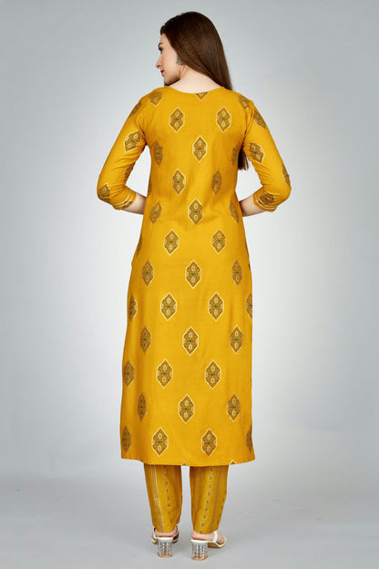 Yellow Colour Rayon Kurta And Pant Set VSKR1111309