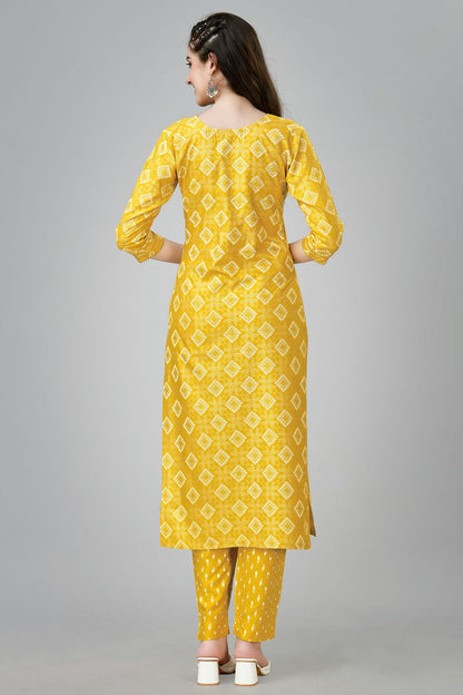 Yellow Colour Rayon Kurta And Pant Set VSKR1111318