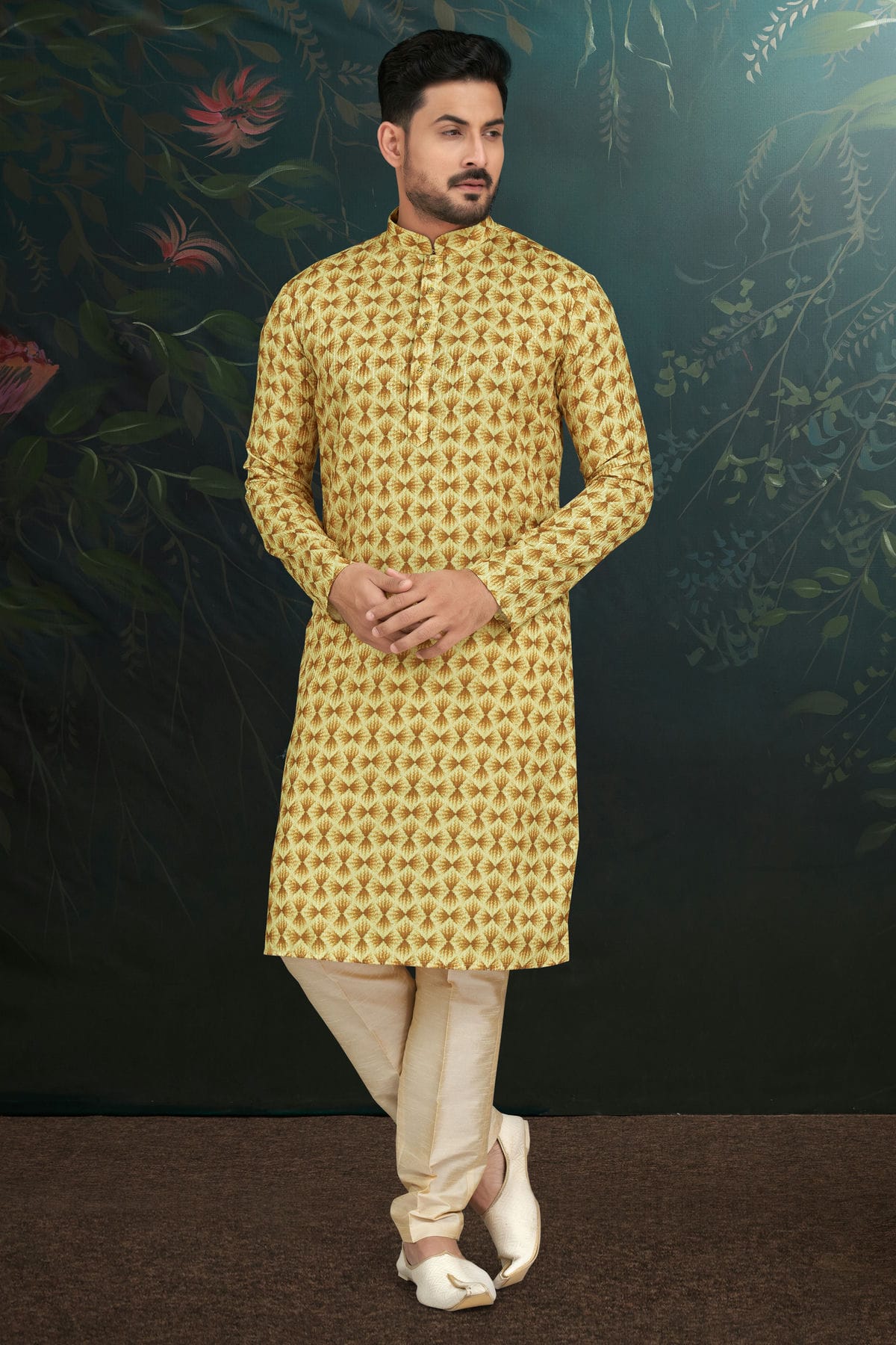 Yellow Colour Rayon Kurta Pajama VSKP1040491