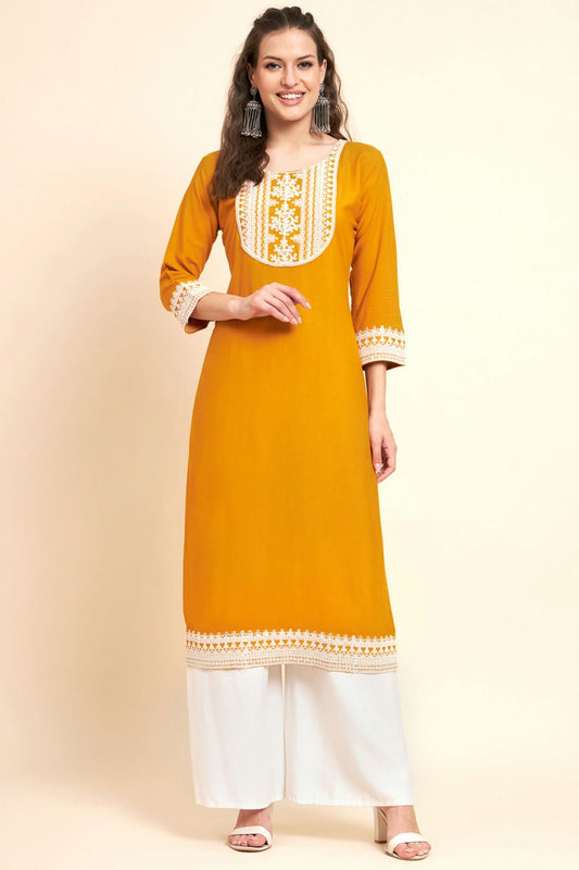 Yellow Colour Rayon Kurti