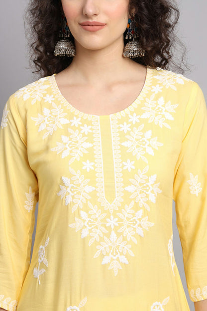 Yellow Colour Rayon Kurti VSKR1111089