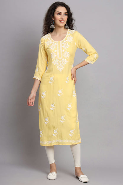 Yellow Colour Rayon Kurti