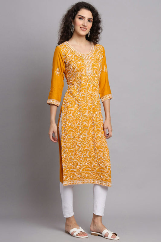 Yellow Colour Rayon Kurti