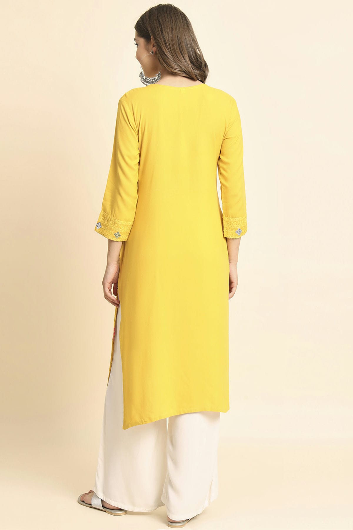 Yellow Colour Rayon Kurti VSKR1111109