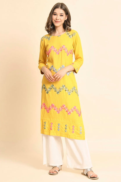 Yellow Colour Rayon Kurti