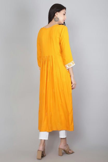 Yellow Colour Rayon Kurti VSKR1111133