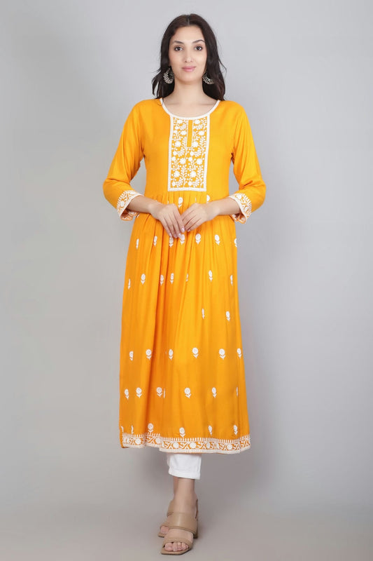 Yellow Colour Rayon Kurti