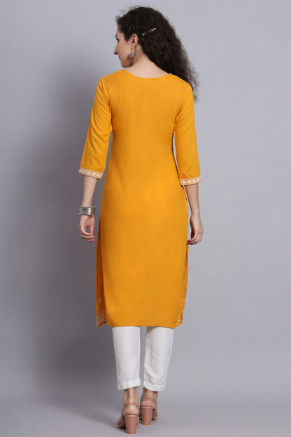 Yellow Colour Rayon Kurti VSKR1111215