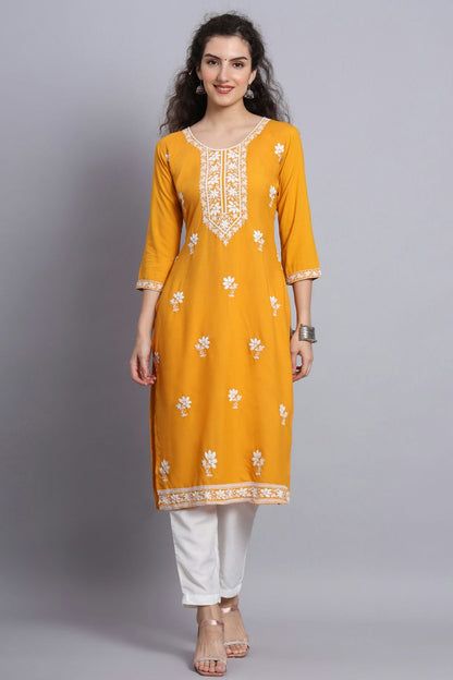 Yellow Colour Rayon Kurti