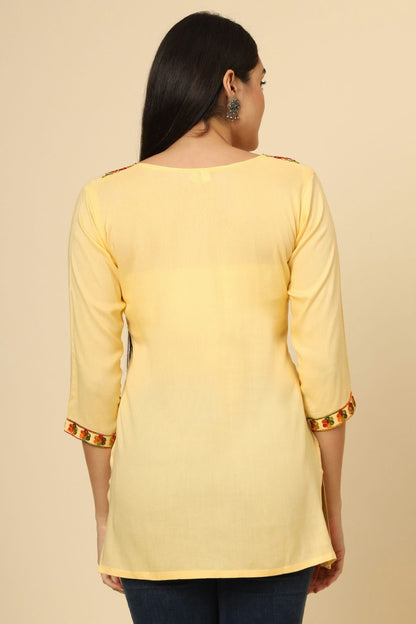 Yellow Colour Rayon Readymade Top