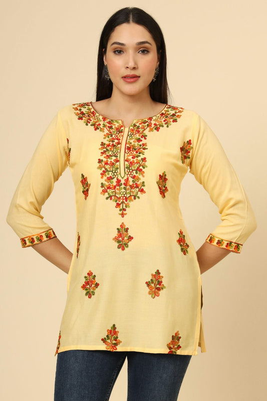 Yellow Colour Rayon Readymade Top