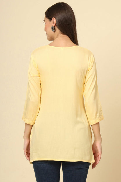 Yellow Colour Rayon Readymade Top