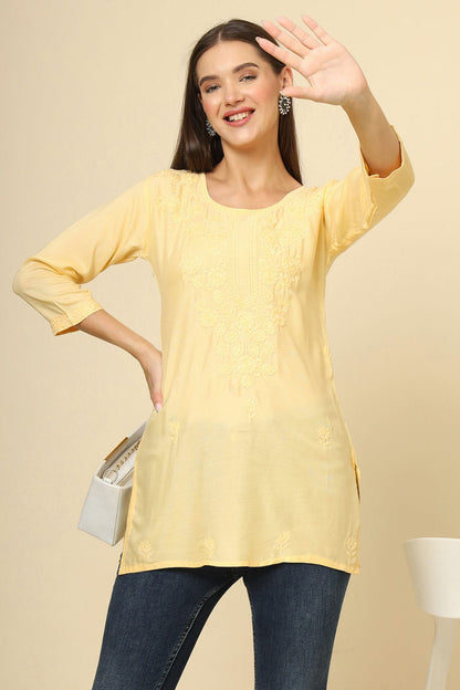 Yellow Colour Rayon Readymade Top