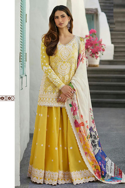 Yellow Colour Rayon and Cotton Pakistani Suit