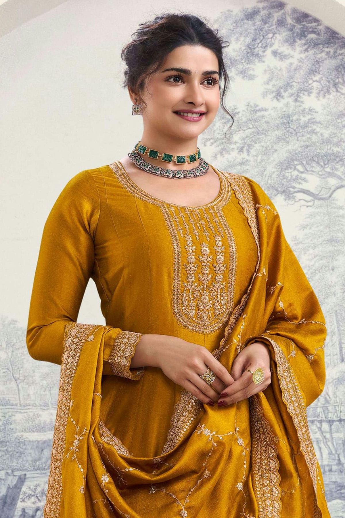 Yellow Colour Silk Georgette Anarkali Suit