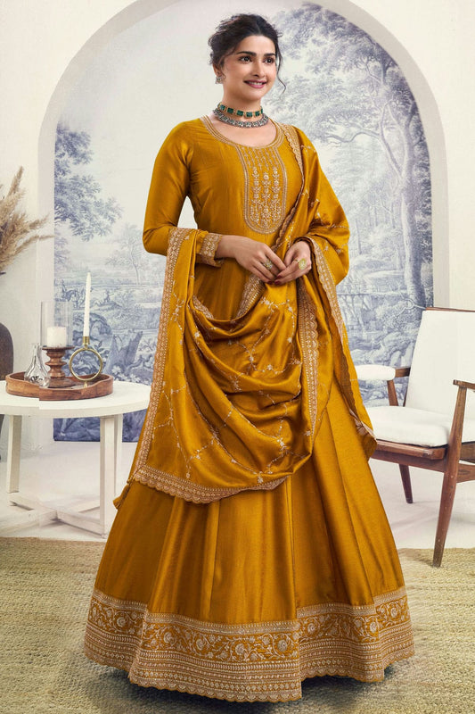 Yellow Colour Silk Georgette Anarkali Suit