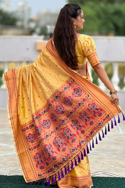 Yellow Colour Silk Woven Work Saree VSSD1290040