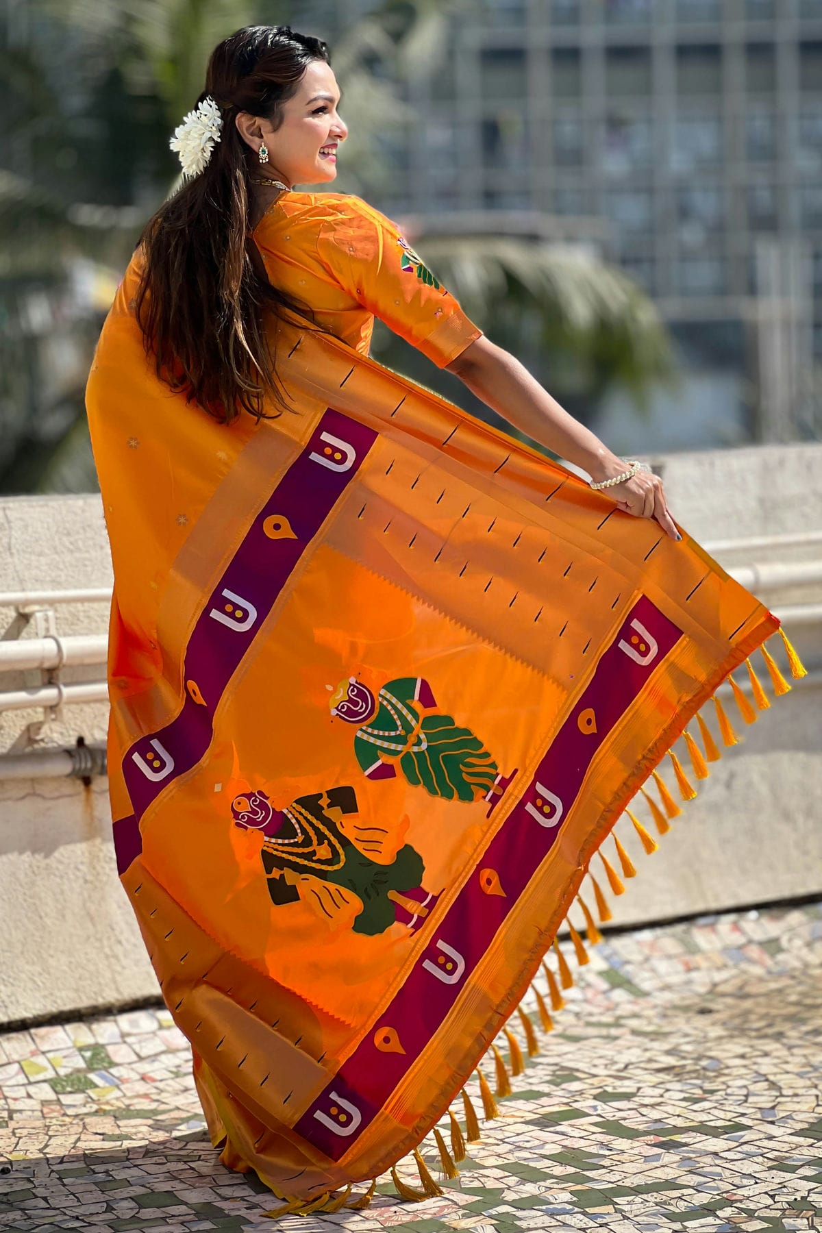 Yellow Colour Soft Silk Paithani Saree