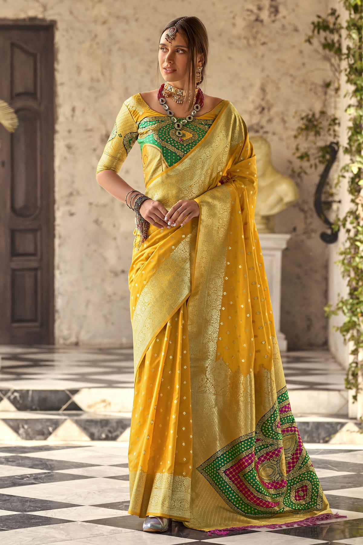 Yellow Colour Soft Silk Traditional Saree