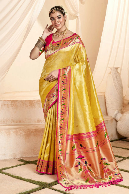 Yellow Colour Soft Tissue Silk Saree