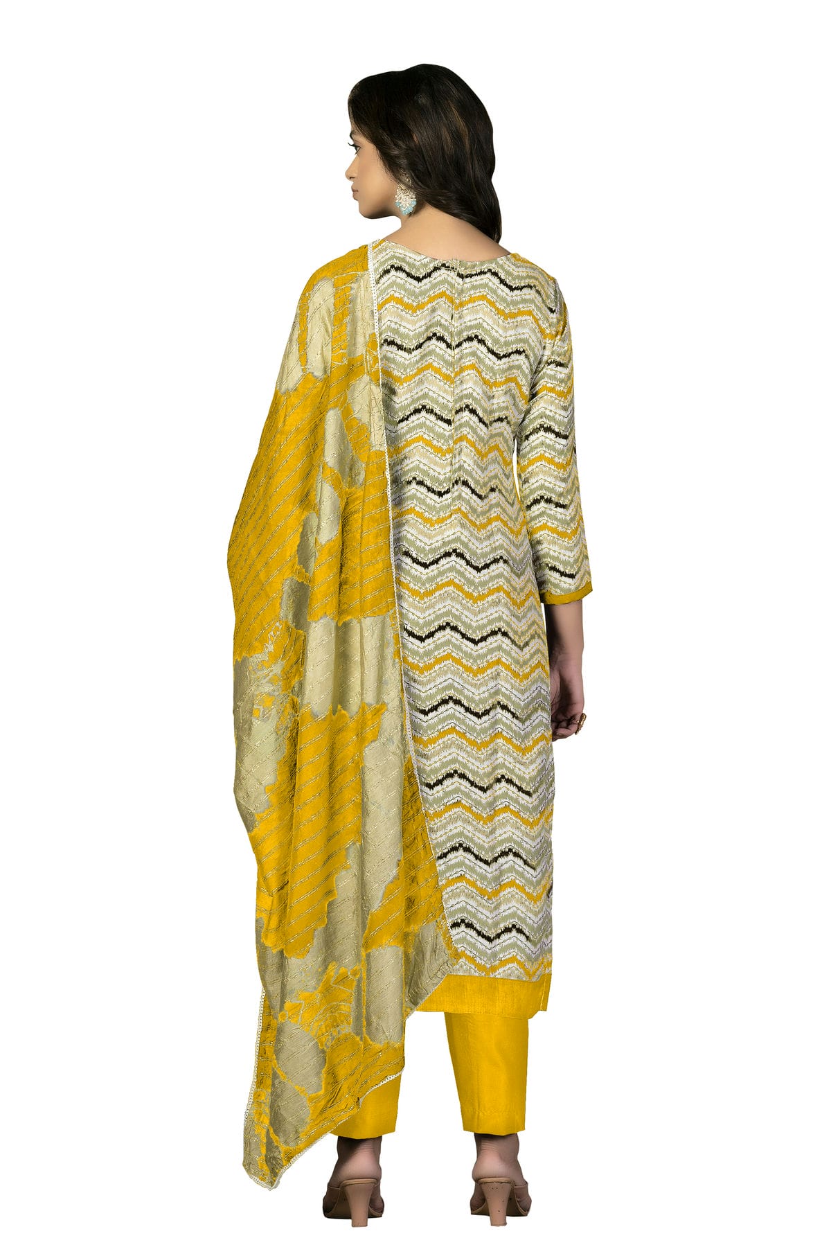 Yellow Colour Unstitched Cotton Fabric Straight Suit