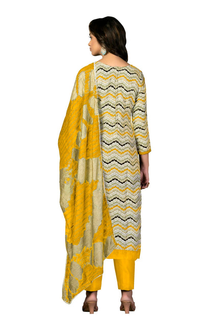 Yellow Colour Unstitched Cotton Fabric Straight Suit