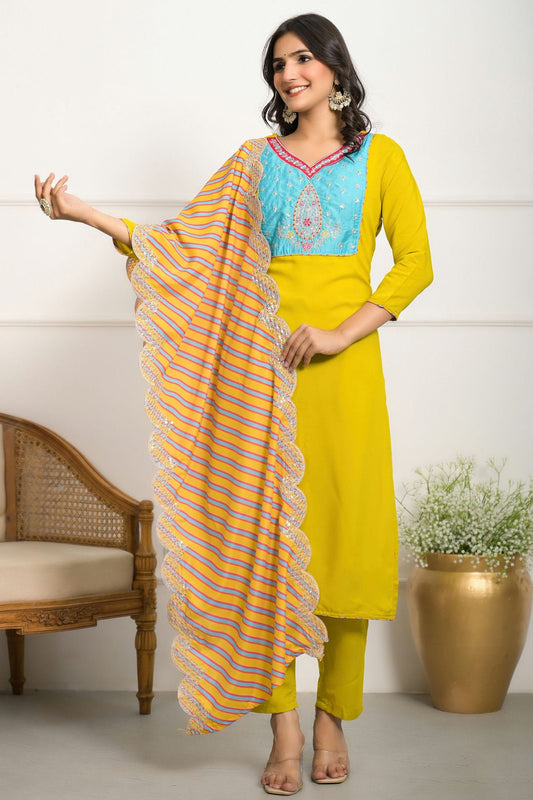 Yellow Colour Viscoce Stitched Salwar Suit