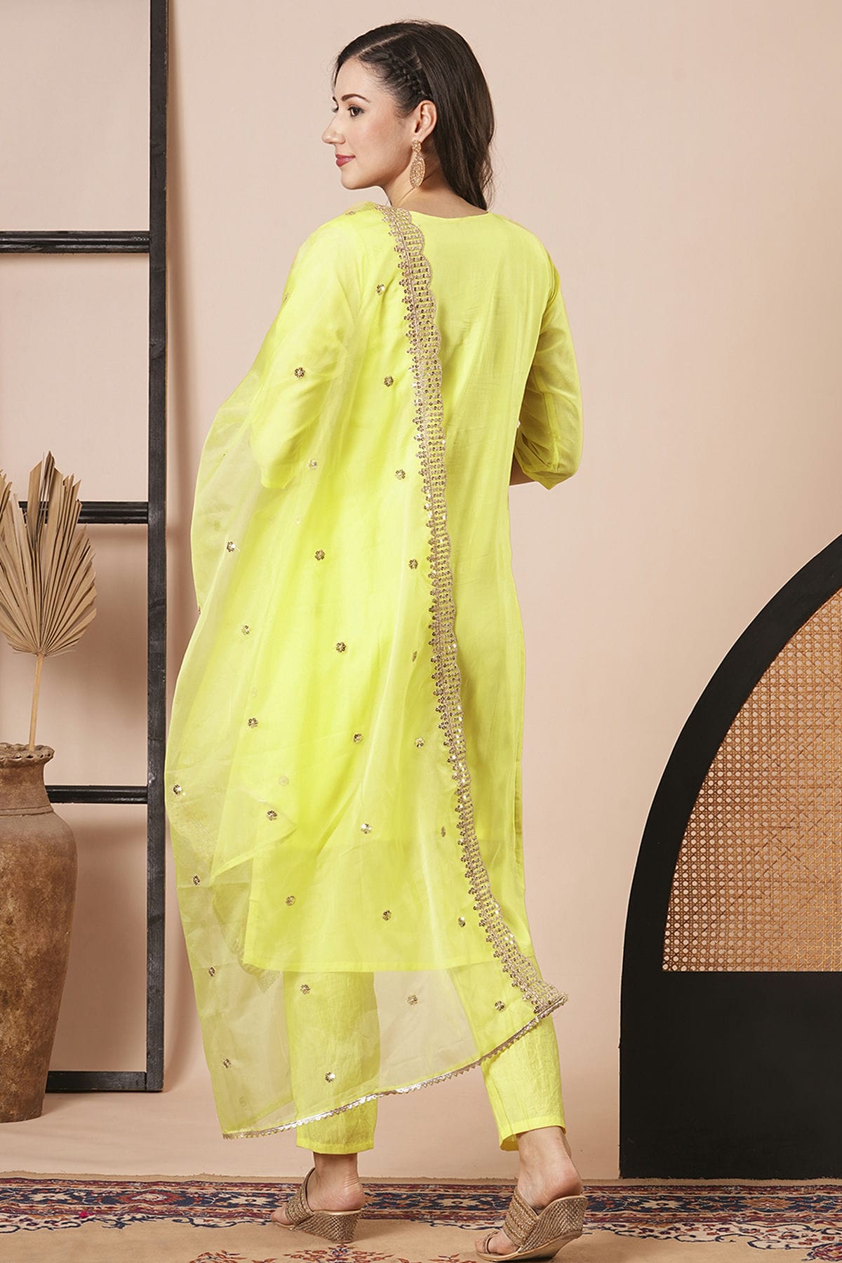 Yellow Colour Viscose Jacquard Stitched Salwar Suit VSSS1111538