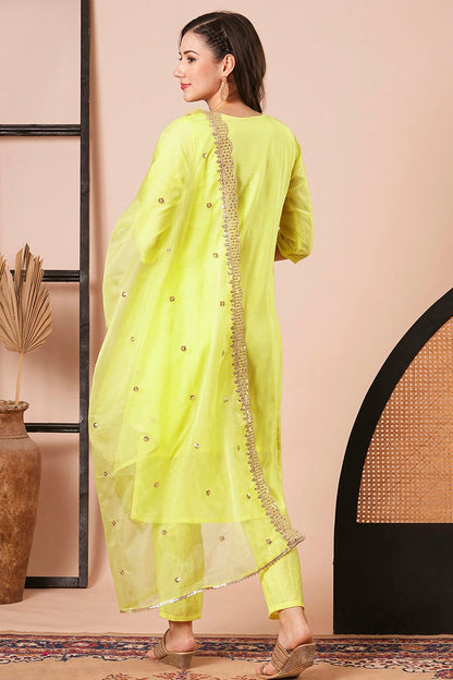 Yellow Colour Viscose Jacquard Stitched Salwar Suit VSSS1111538