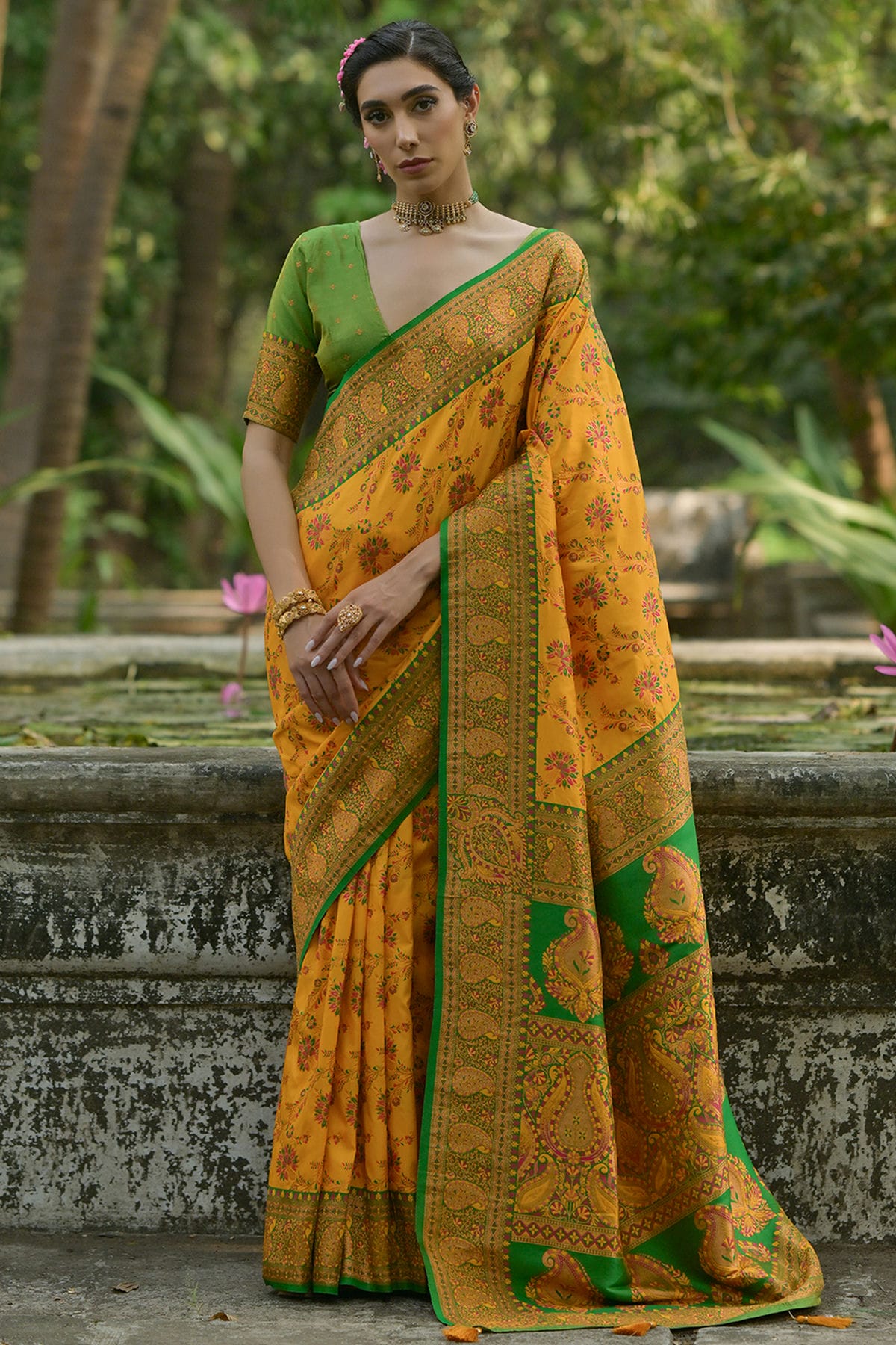 Yellow-Colour-Woven-Work-Pashmina-Silk-Saree-VSSD1260032