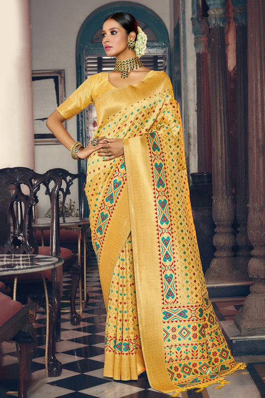 Yellow Colour Woven Work Patola Silk Saree