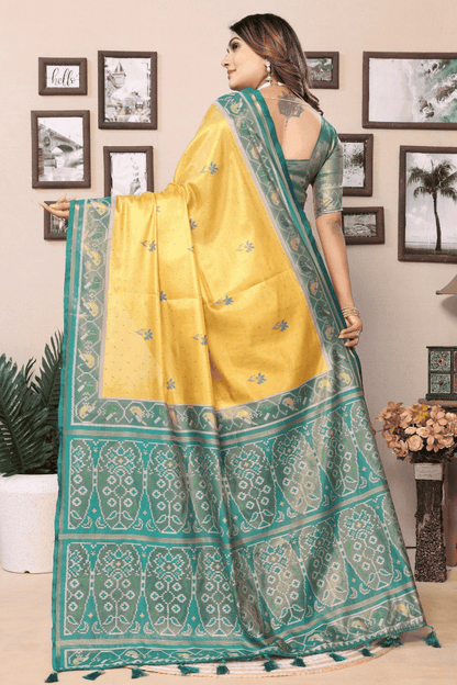 Yellow Colour Woven Work Pure Banarasi Tissue Silk Traditional Saree VSSD1250297