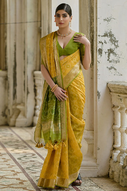 Yellow Colour Woven Work Raw Silk Saree VSSD1260040