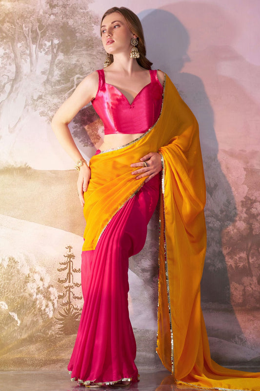 Yellow-and-Pink-Colour-Chiffon-Saree-VSSD1112750