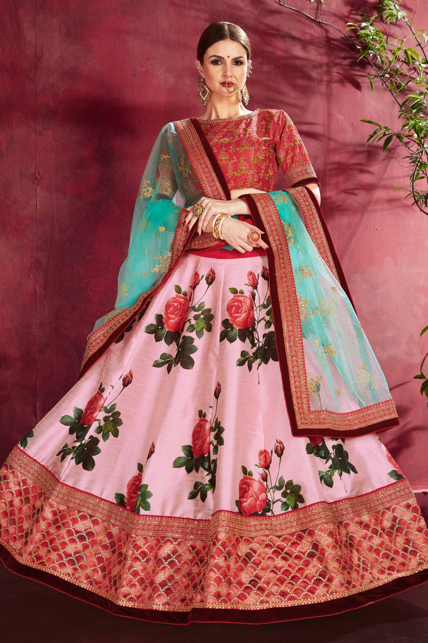 Baby Pink Banglori Silk Designer Lehenga Choli