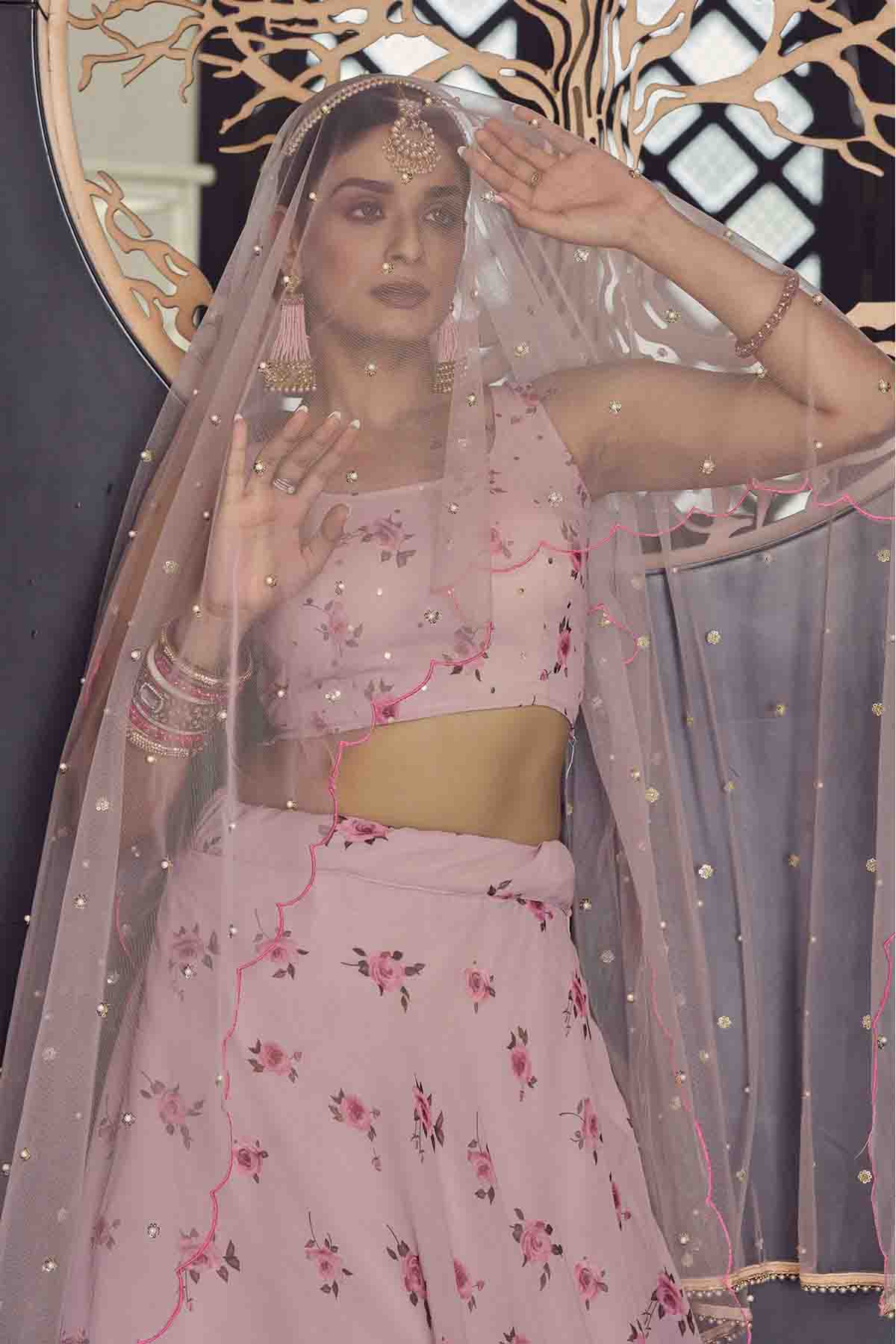 Baby Pink Colour Georgette Printed Lehenga Choli