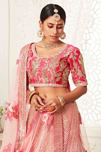 Baby Pink Soft Net Designer Lehenga Choli