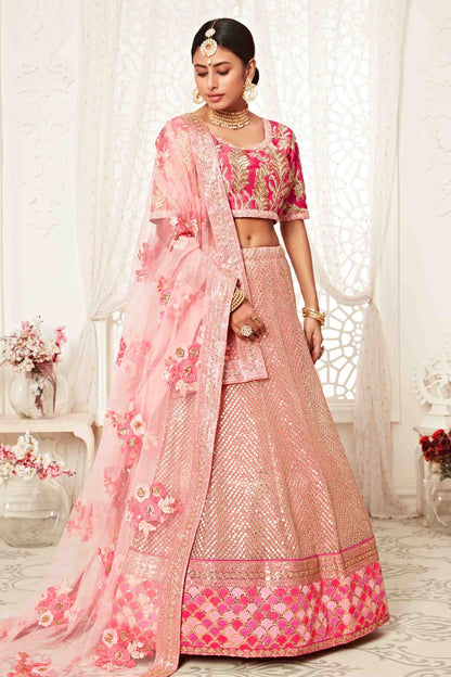 Baby Pink Soft Net Designer Lehenga Choli