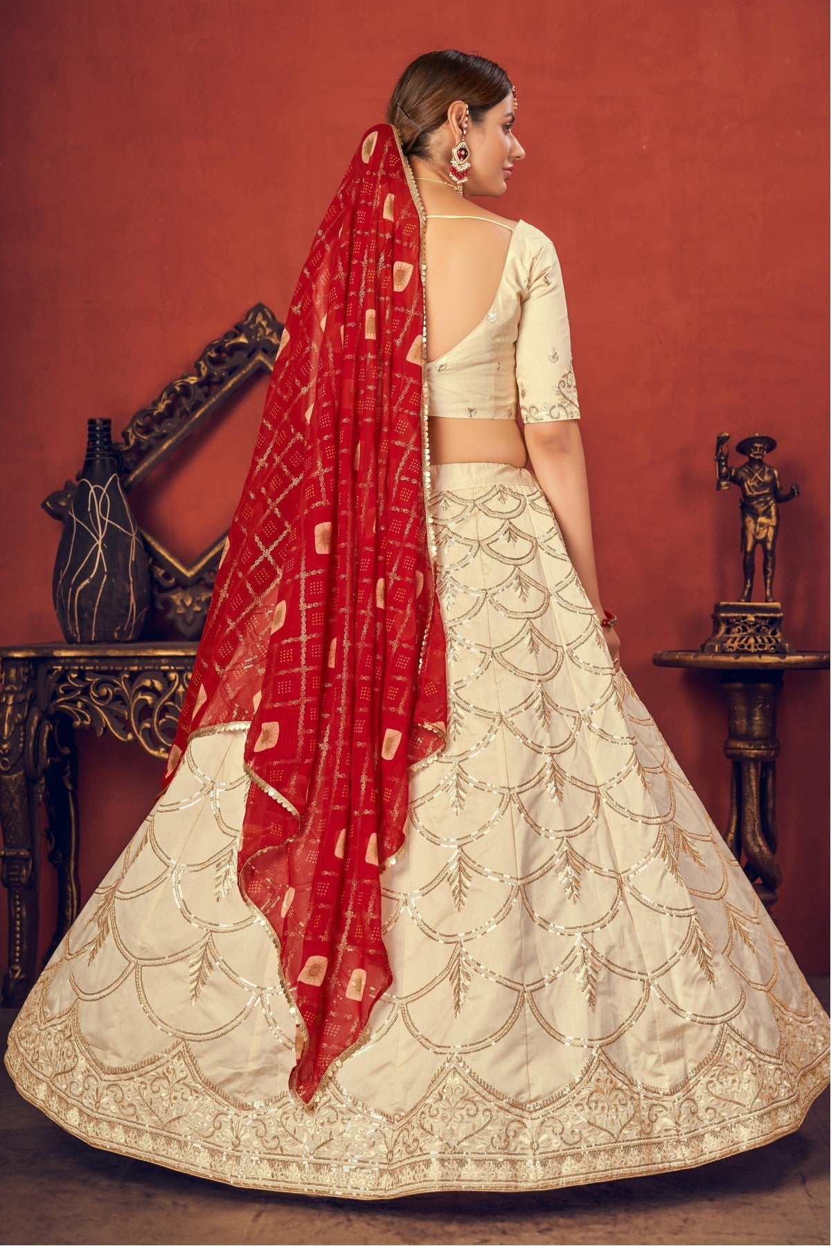 Beige Colour Art Silk Embroidery Lehenga Choli