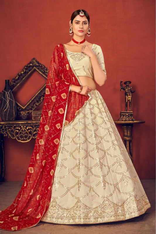 Beige Colour Art Silk Embroidery Lehenga Choli