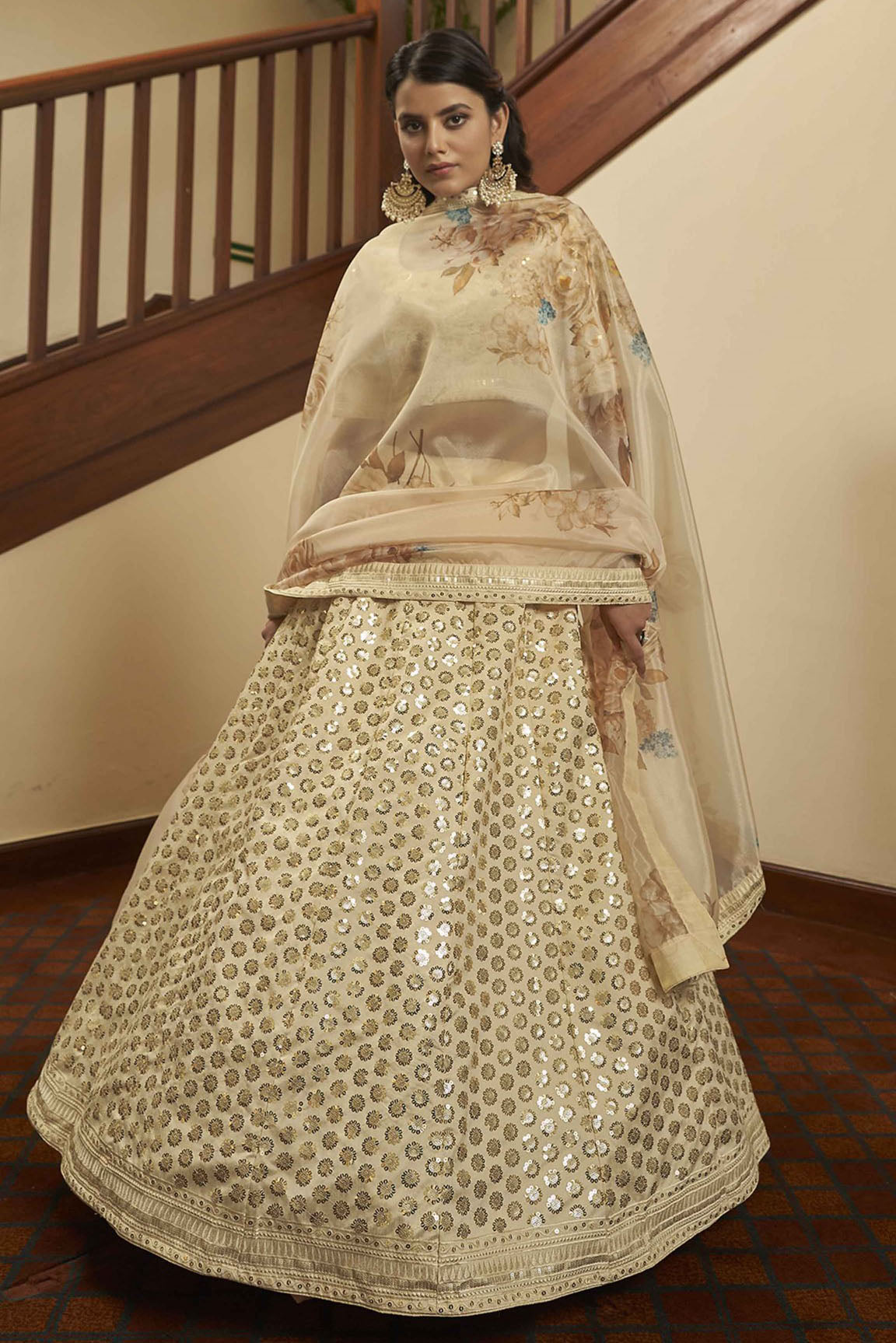 Beige Colour Art Silk Embroidery Lehenga Choli